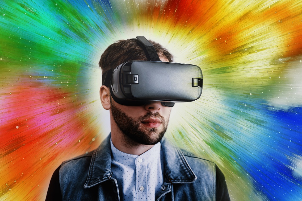 Person using virtual reality headset