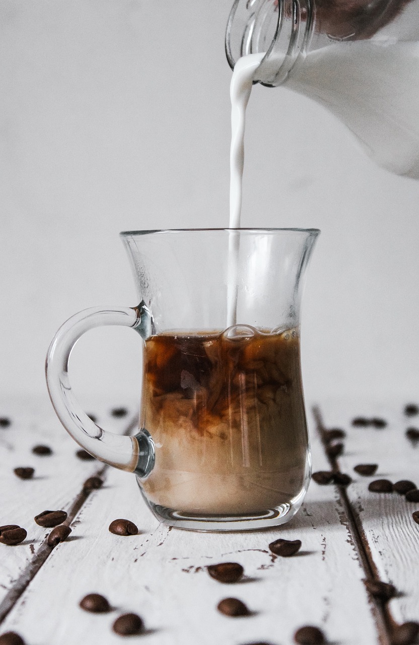 Iced coffee glass on a table