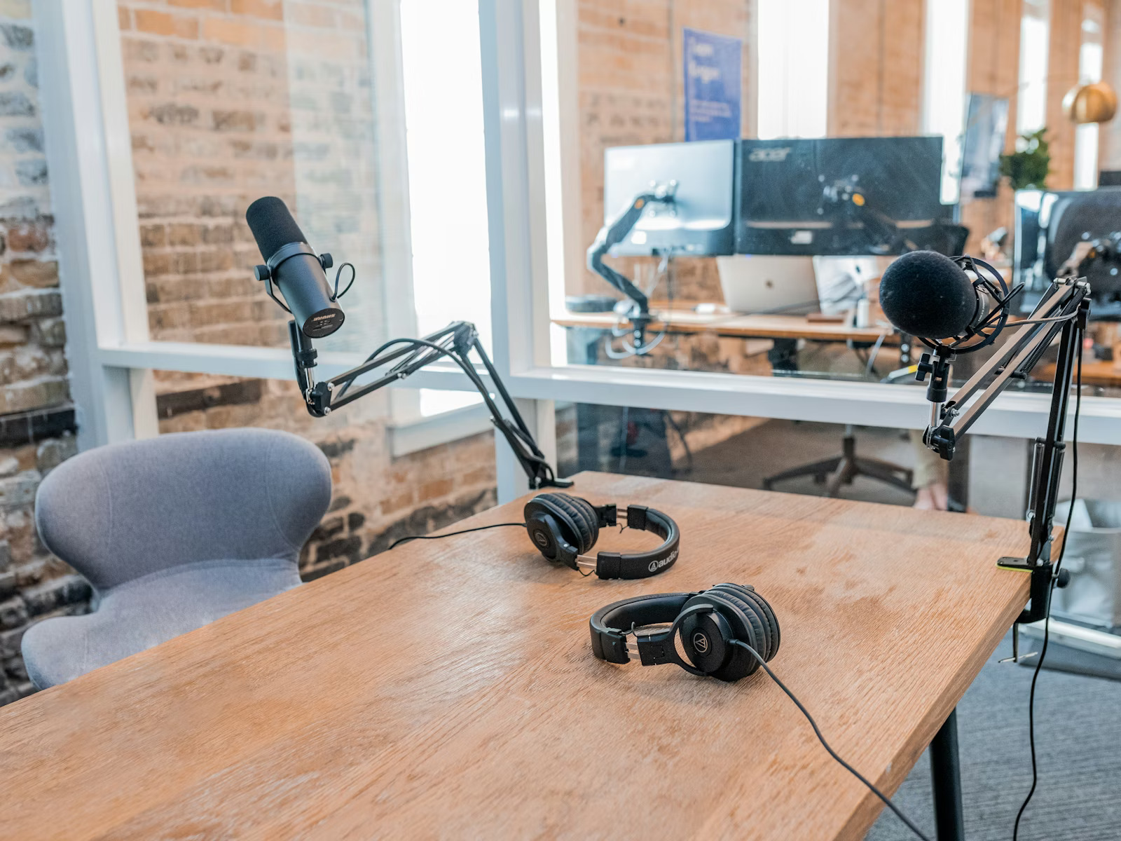 Podcast studio workspace