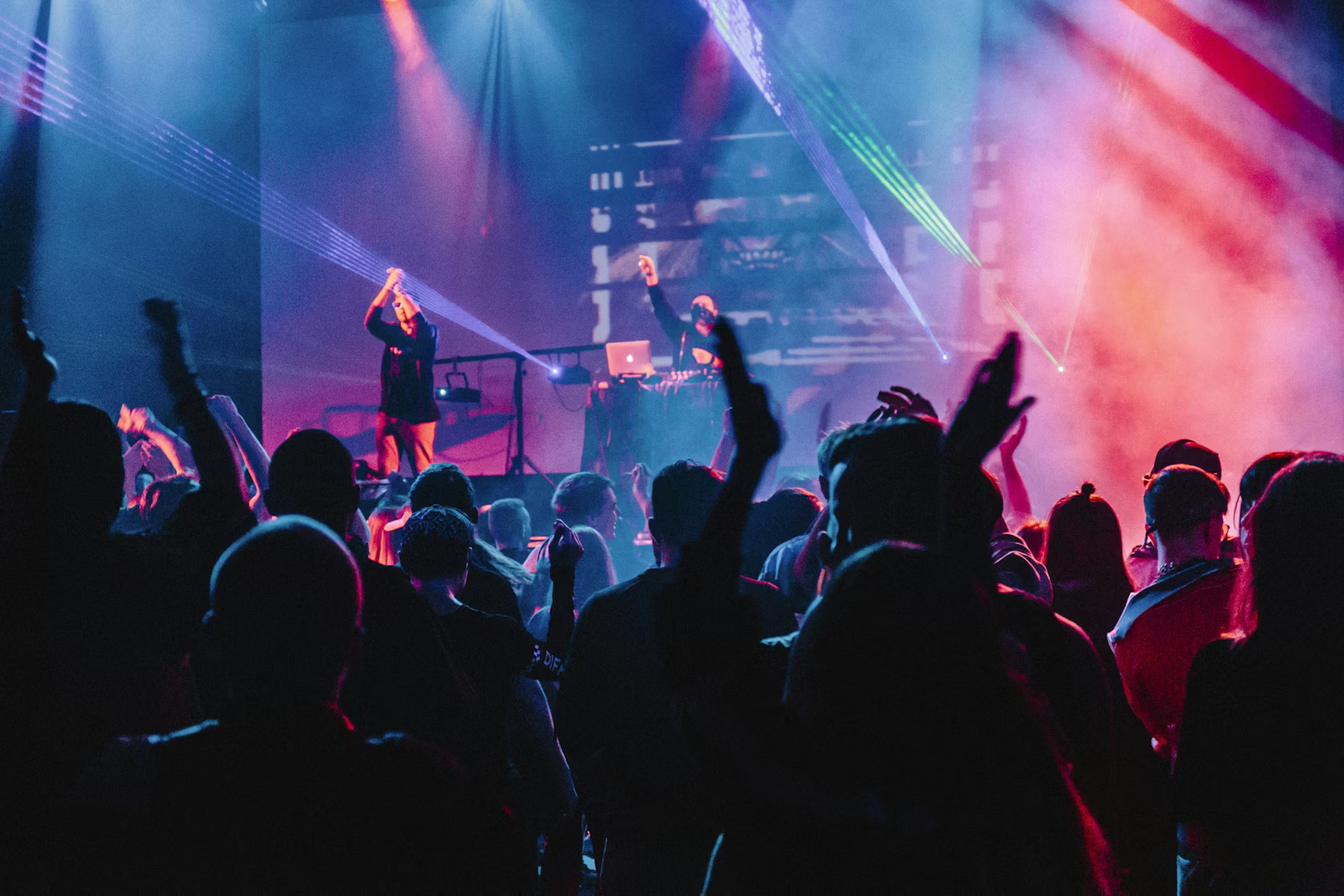 Concert crowd with bright stage lights